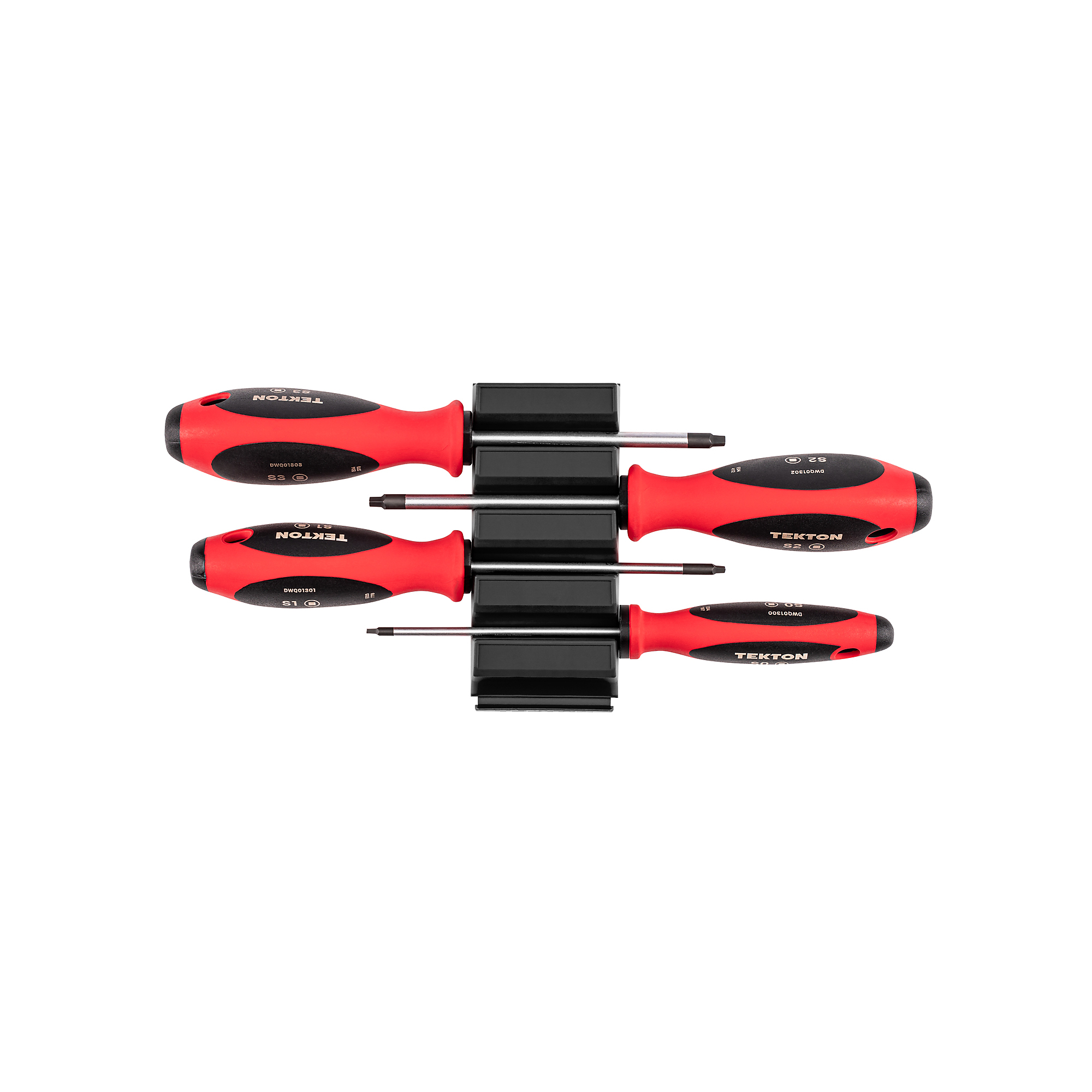 TEKTON Square Screwdriver Set with Modular Organizers - 4 Inch Shanks, 4-Piece (#0 - #3) | DWQ90100